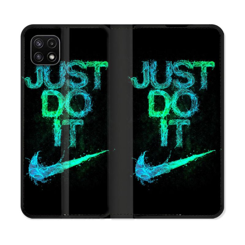 Housse cuir portefeuille Pour Samsung Galaxy A22 5G Nike Just Do It