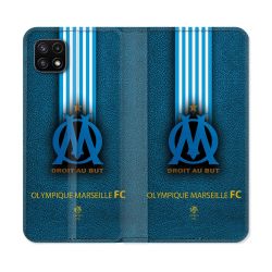Housse cuir portefeuille Pour Samsung Galaxy A22 5G Olympique Marseille OM Bande