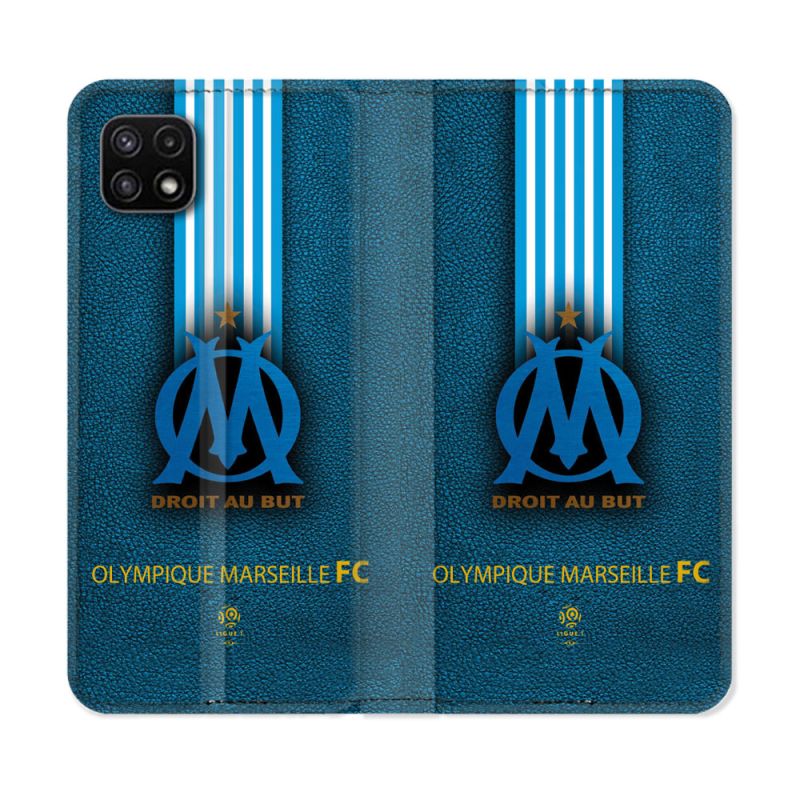 Housse cuir portefeuille Pour Samsung Galaxy A22 5G Olympique Marseille OM Bande