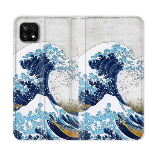 Housse cuir portefeuille Pour Samsung Galaxy A22 5G Peinture La Grande Vague
