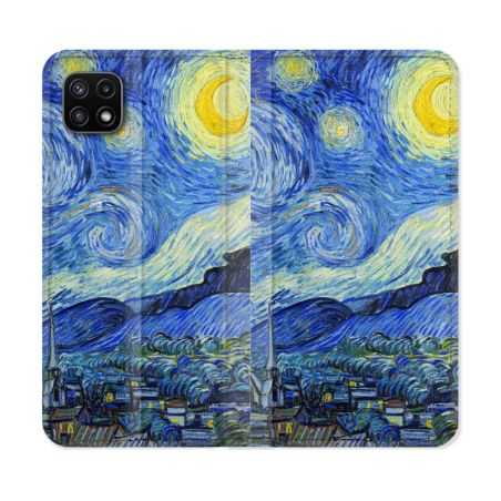 Housse cuir portefeuille Pour Samsung Galaxy A22 5G Peinture La nuit étoilée
