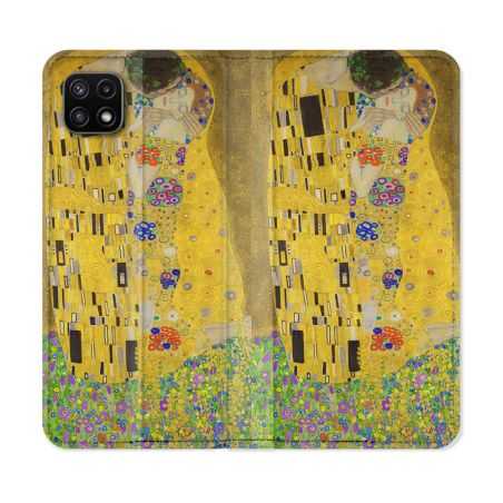 Housse cuir portefeuille Pour Samsung Galaxy A22 5G Peinture Le Baiser