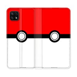 Housse cuir portefeuille Pour Samsung Galaxy A22 5G Pokemon Pokeball
