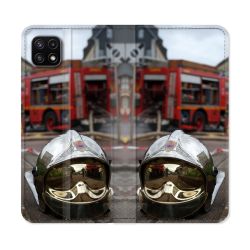 Housse cuir portefeuille Pour Samsung Galaxy A22 5G Pompier Casque Camion