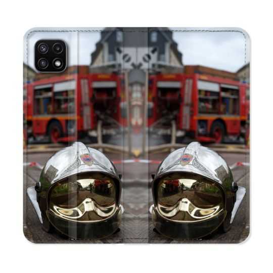 Housse cuir portefeuille Pour Samsung Galaxy A22 5G Pompier Casque Camion