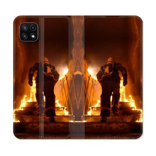 Housse cuir portefeuille Pour Samsung Galaxy A22 5G Pompier Escalier