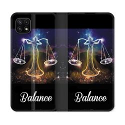 Housse cuir portefeuille Pour Samsung Galaxy A22 5G Signe Zodiaque 2 Balance