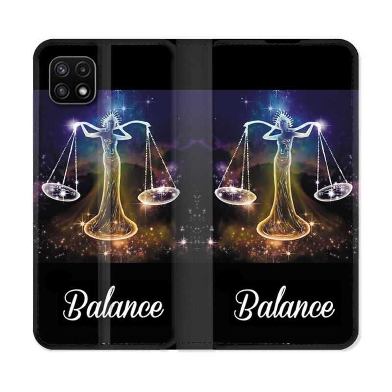 Housse cuir portefeuille Pour Samsung Galaxy A22 5G Signe Zodiaque 2 Balance