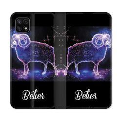 Housse cuir portefeuille Pour Samsung Galaxy A22 5G Signe Zodiaque 2 Bélier