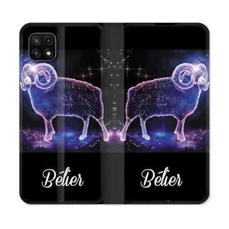 Housse cuir portefeuille Pour Samsung Galaxy A22 5G Signe Zodiaque 2 Bélier