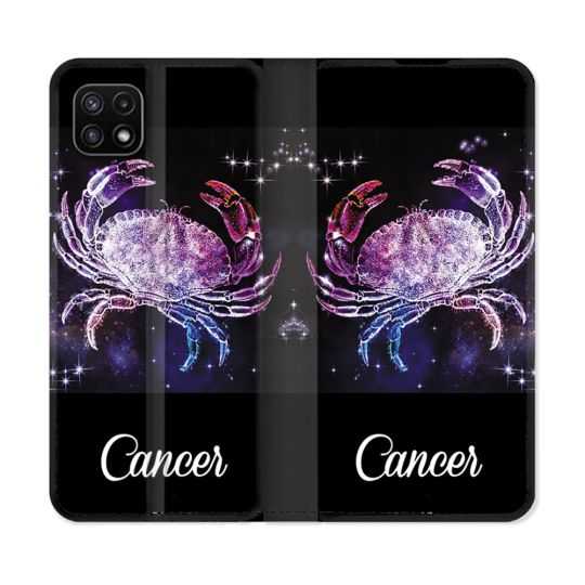 Housse cuir portefeuille Pour Samsung Galaxy A22 5G Signe Zodiaque 2 Cancer