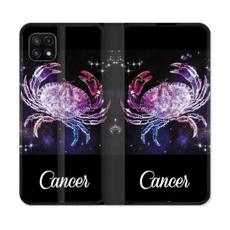 Housse cuir portefeuille Pour Samsung Galaxy A22 5G Signe Zodiaque 2 Cancer