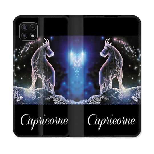 Housse cuir portefeuille Pour Samsung Galaxy A22 5G Signe Zodiaque 2 Capricorne