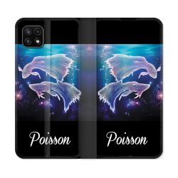 Housse cuir portefeuille Pour Samsung Galaxy A22 5G Signe Zodiaque 2 Poisson