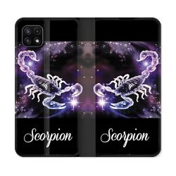 Housse cuir portefeuille Pour Samsung Galaxy A22 5G Signe Zodiaque 2 Scorpion
