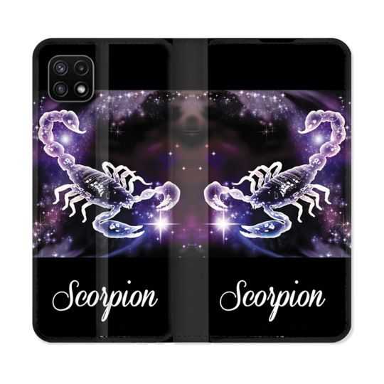 Housse cuir portefeuille Pour Samsung Galaxy A22 5G Signe Zodiaque 2 Scorpion