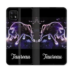Housse cuir portefeuille Pour Samsung Galaxy A22 5G Signe Zodiaque 2 Taureau
