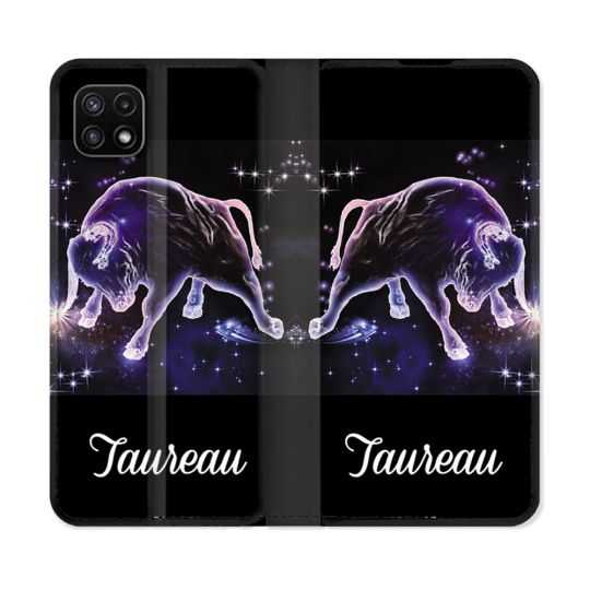 Housse cuir portefeuille Pour Samsung Galaxy A22 5G Signe Zodiaque 2 Taureau