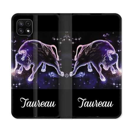 Housse cuir portefeuille Pour Samsung Galaxy A22 5G Signe Zodiaque 2 Taureau