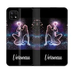 Housse cuir portefeuille Pour Samsung Galaxy A22 5G Signe Zodiaque 2 Verseau