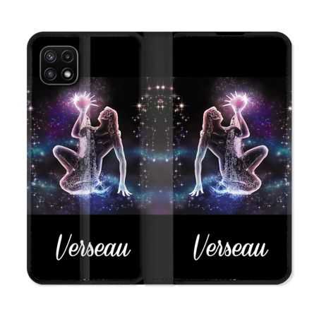 Housse cuir portefeuille Pour Samsung Galaxy A22 5G Signe Zodiaque 2 Verseau