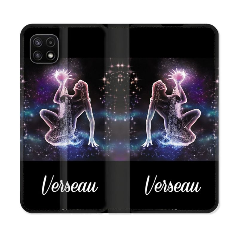 Housse cuir portefeuille Pour Samsung Galaxy A22 5G Signe Zodiaque 2 Verseau
