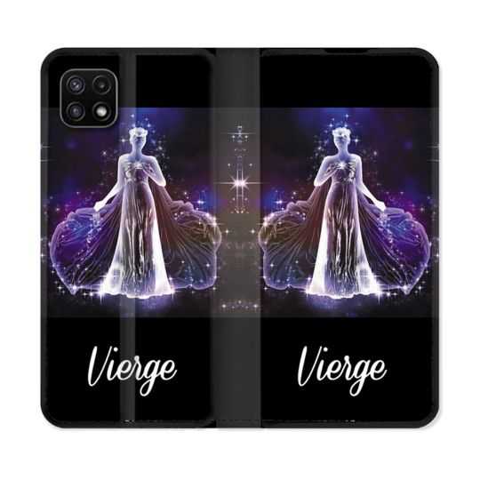 Housse cuir portefeuille Pour Samsung Galaxy A22 5G Signe Zodiaque 2 Vierge