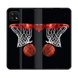 Housse cuir portefeuille Pour Samsung Galaxy A22 5G Sport Basket Panier