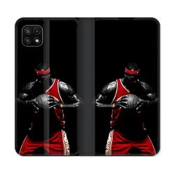 Housse cuir portefeuille Pour Samsung Galaxy A22 5G Sport Basketeur