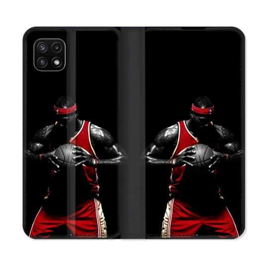 Housse cuir portefeuille Pour Samsung Galaxy A22 5G Sport Basketeur