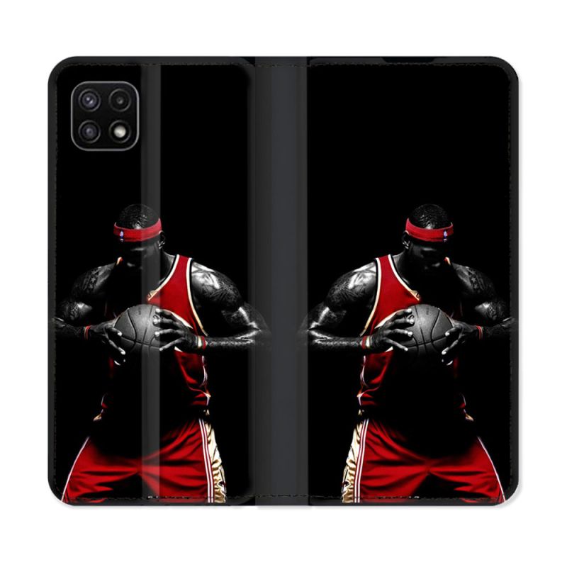 Housse cuir portefeuille Pour Samsung Galaxy A22 5G Sport Basketeur