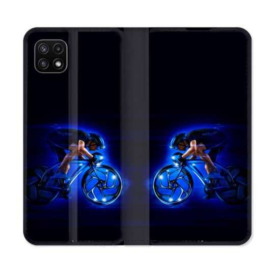 Housse cuir portefeuille Pour Samsung Galaxy A22 5G Sport Cyclisme Bleu