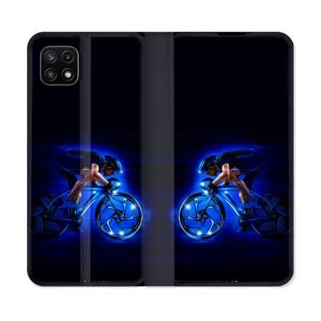 Housse cuir portefeuille Pour Samsung Galaxy A22 5G Sport Cyclisme Bleu