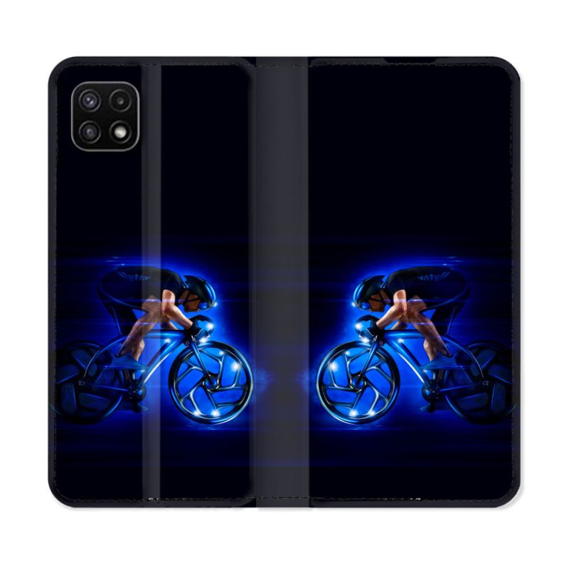 Housse cuir portefeuille Pour Samsung Galaxy A22 5G Sport Cyclisme Bleu