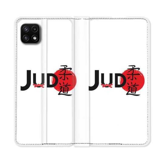Housse cuir portefeuille Pour Samsung Galaxy A22 5G Sport Judo Logo