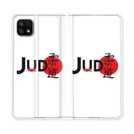 Housse cuir portefeuille Pour Samsung Galaxy A22 5G Sport Judo Logo