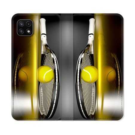 Housse cuir portefeuille Pour Samsung Galaxy A22 5G Sport Tennis Reflet