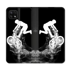 Housse cuir portefeuille Pour Samsung Galaxy A22 5G Sport VTT Noir