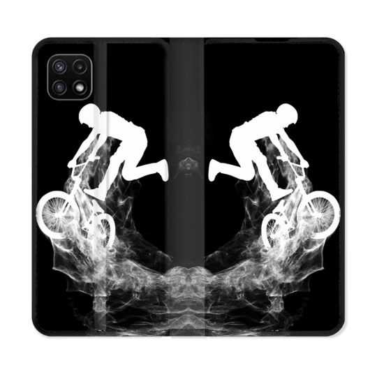 Housse cuir portefeuille Pour Samsung Galaxy A22 5G Sport VTT Noir