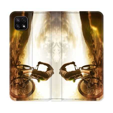 Housse cuir portefeuille Pour Samsung Galaxy A22 5G Sport VTT Soleil