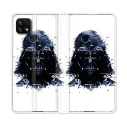 Housse cuir portefeuille Pour Samsung Galaxy A22 5G Star Wars - Dark Vador Blanc