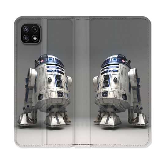 Housse cuir portefeuille Pour Samsung Galaxy A22 5G Star Wars - R2D2