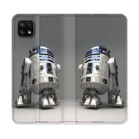 Housse cuir portefeuille Pour Samsung Galaxy A22 5G Star Wars - R2D2
