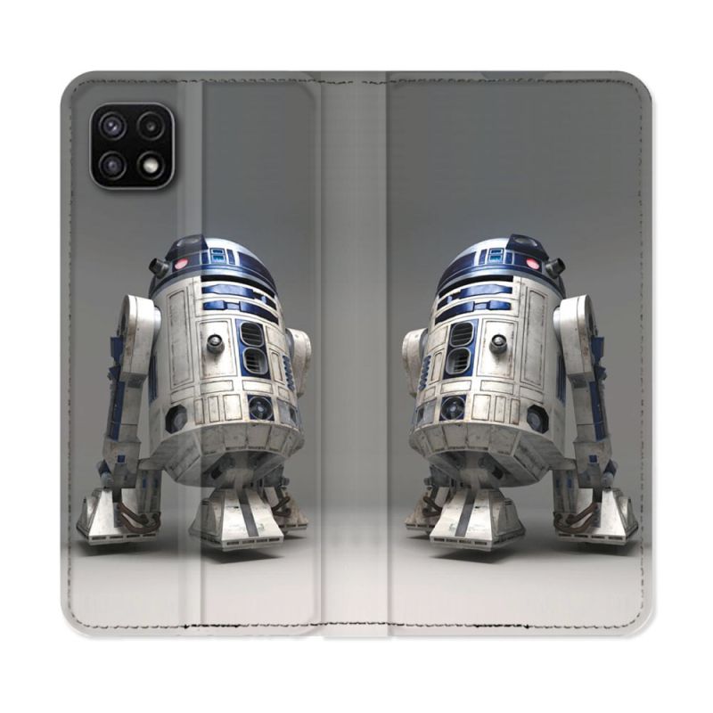 Housse cuir portefeuille Pour Samsung Galaxy A22 5G Star Wars - R2D2