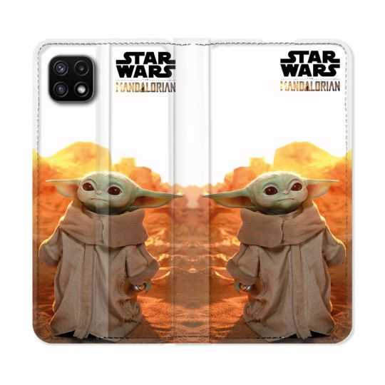 Housse cuir portefeuille Pour Samsung Galaxy A22 5G Star Wars - Yoda bebe soleil