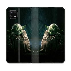 Housse cuir portefeuille Pour Samsung Galaxy A22 5G Star Wars - Yoda sombre