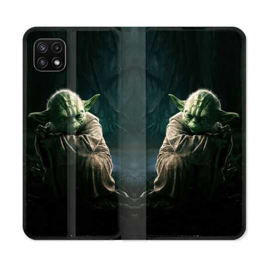 Housse cuir portefeuille Pour Samsung Galaxy A22 5G Star Wars - Yoda sombre