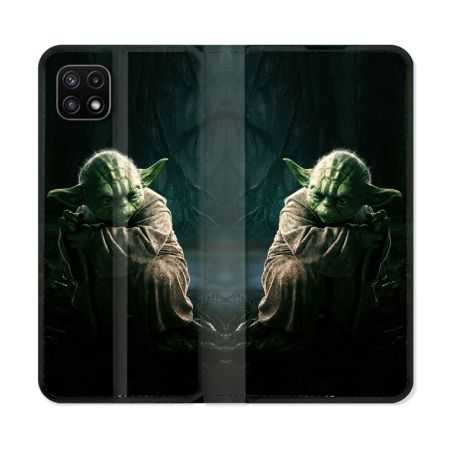 Housse cuir portefeuille Pour Samsung Galaxy A22 5G Star Wars - Yoda sombre