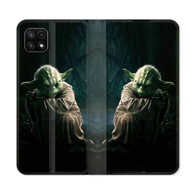 Housse cuir portefeuille Pour Samsung Galaxy A22 5G Star Wars - Yoda sombre