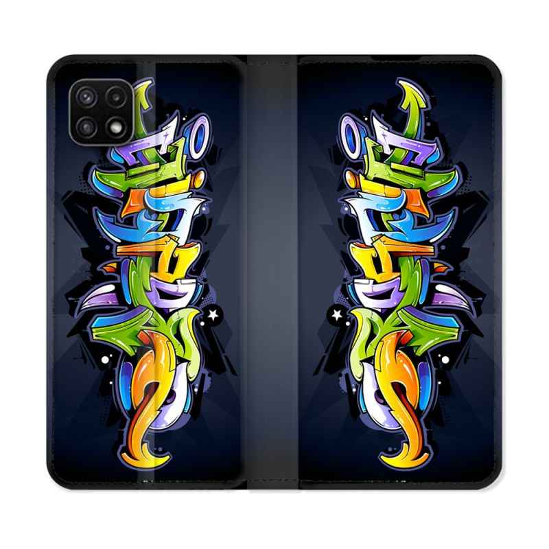 Housse cuir portefeuille Pour Samsung Galaxy A22 5G Street Art Graffiti
